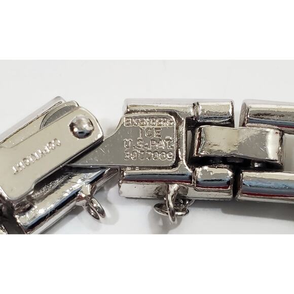 Vintage Eisenberg Ice Clear Rhinestone Silver Tone Link Bracelet  Safety Chain - Picture 6 of 16